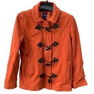GAP Wool Jacket Orange with Toggles + Zipper Lined Warm Pumpkin Spice Medium